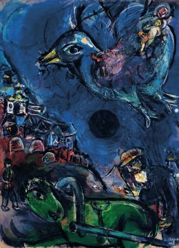 Village with the Green Horse or Vision at the Black Moon contemporary Marc Chagall Oil Paintings